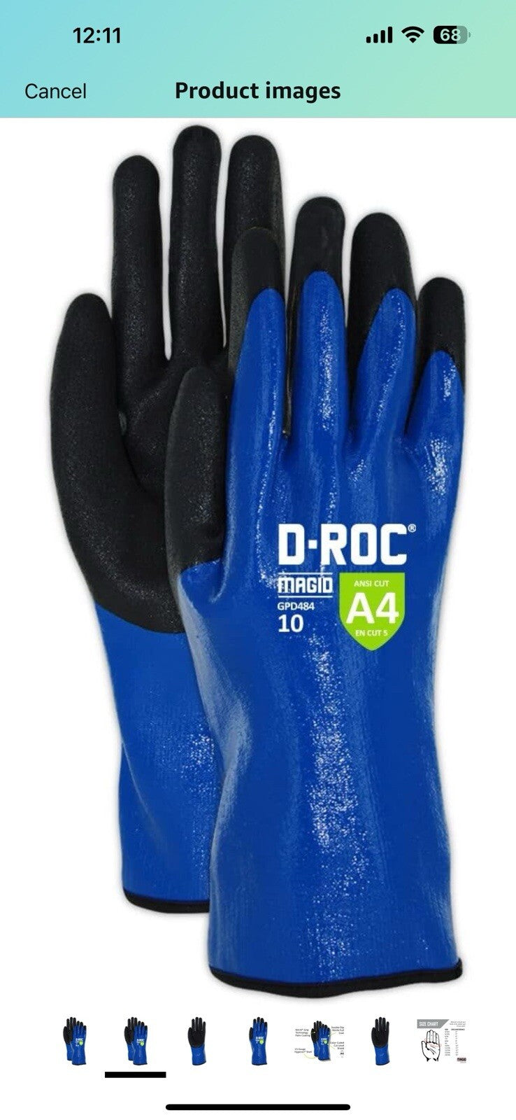 MAGID Waterproof Level A4 Cut & Chemical Resistant Work Gloves, 12 PR 11XXL