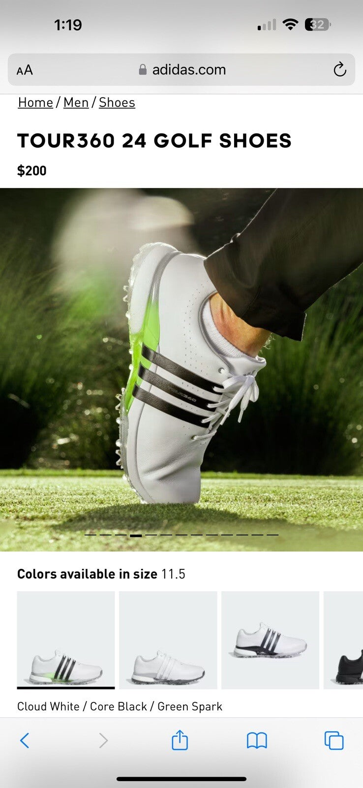 adidas Men's Tour360 24 Boost Golf Shoes 11.5 Wide