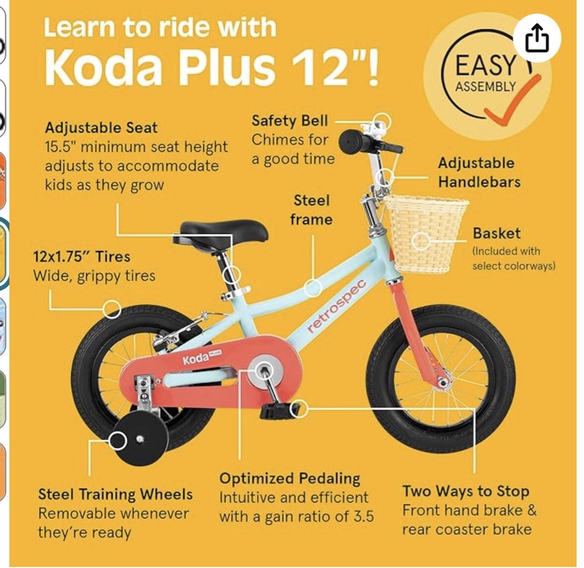 Retrospec Koda Plus Kids Bike for Boys & Girls Ages 2-3