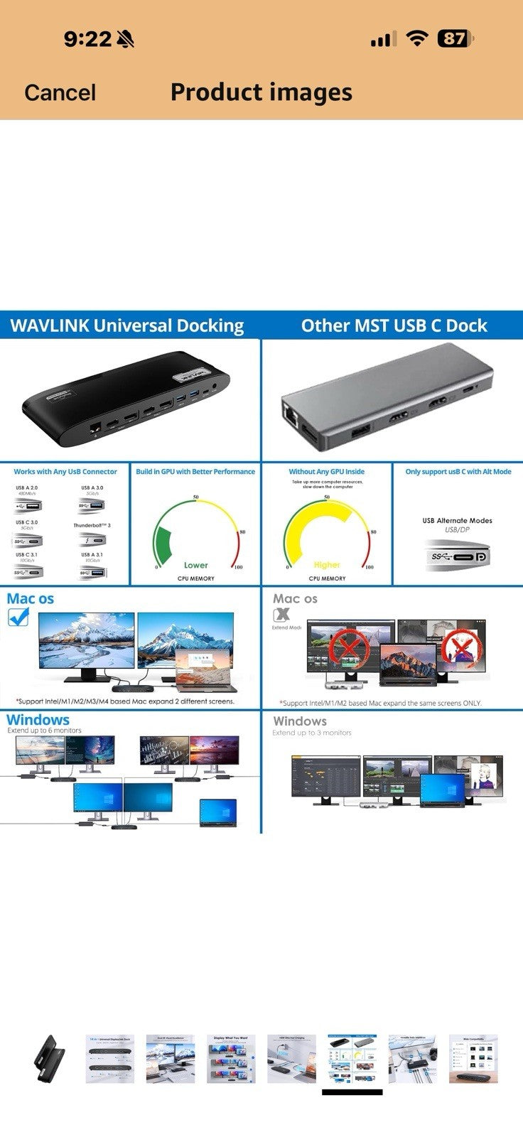 WAVLINK DisplayLink Docking Station, Dual Monitor for Mac M1/M2/M3/M4