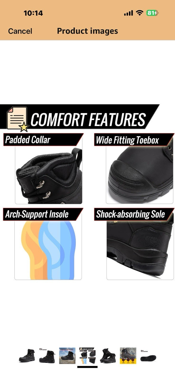 ROCKROOSTER 6 Inch Black Composite Toe Waterproof Work Boots for Men, 