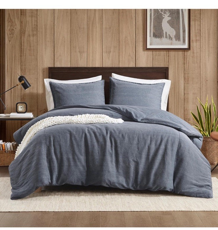 Woolrich King Duvet Cover Set Cotton Stone Washed, Oversized Duvet 