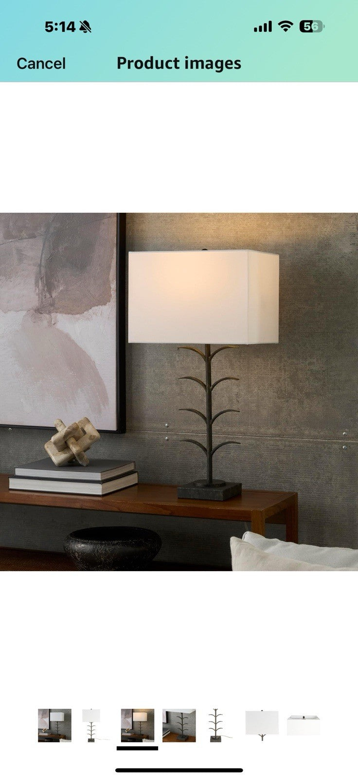 Nourison 28" Black Wrought Iron Branch Table Lamp for Modern, Industrial