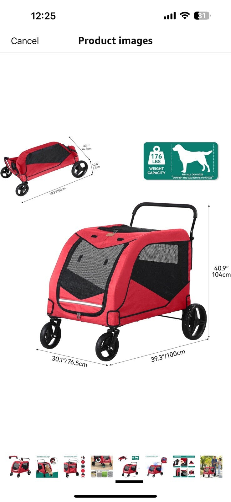 YITAHOME Dog Stroller, Pet Stroller for Large Dogs Up to 176 lbs,