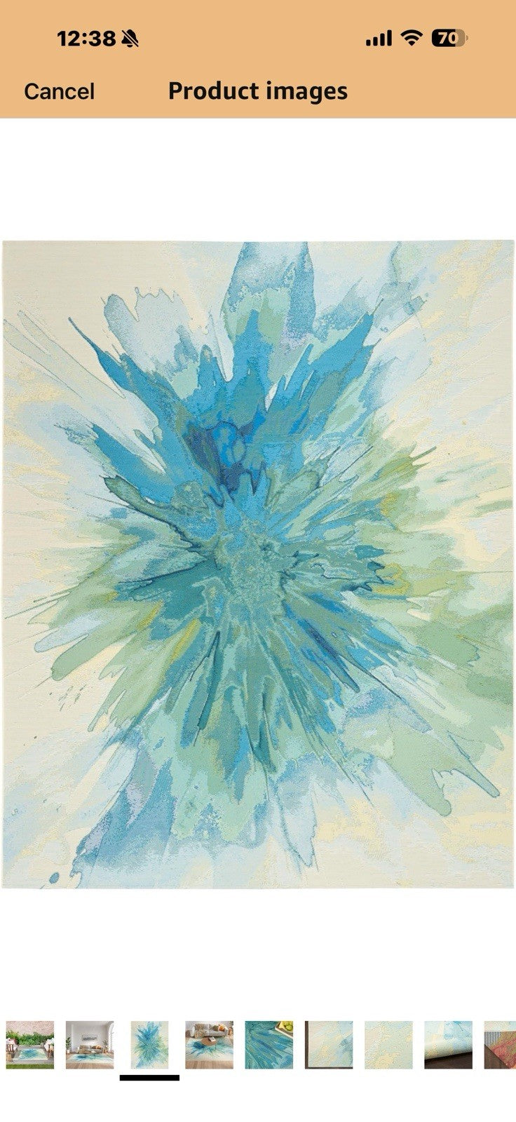 Nourison Home Color Splash Ivory Blue 5'3" x 7'3" Area Rug - Easy Clean, 