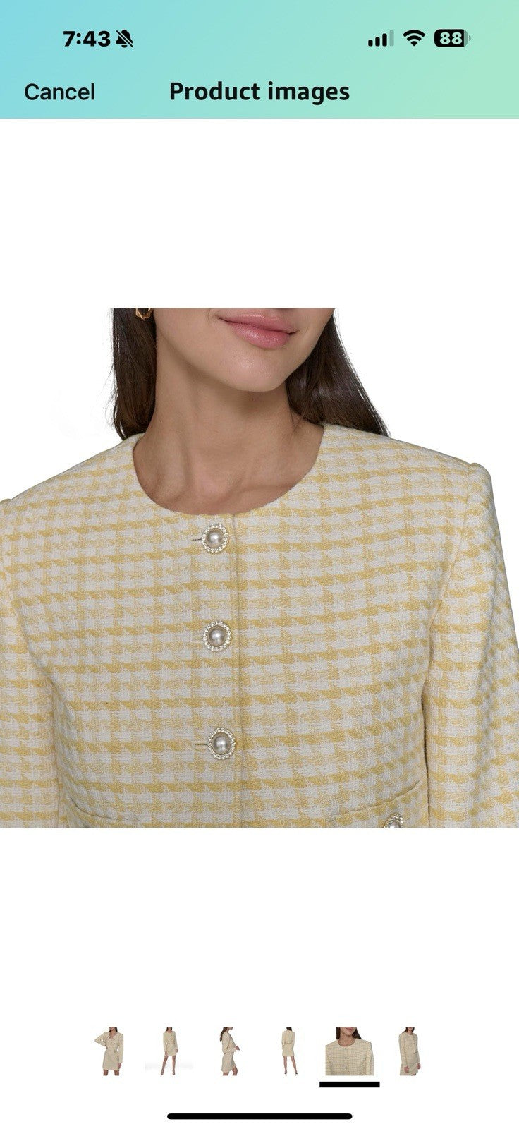 KARL LAGERFELD Women's Tweed Printed Scoop Neck Cropped Jacket Size 16