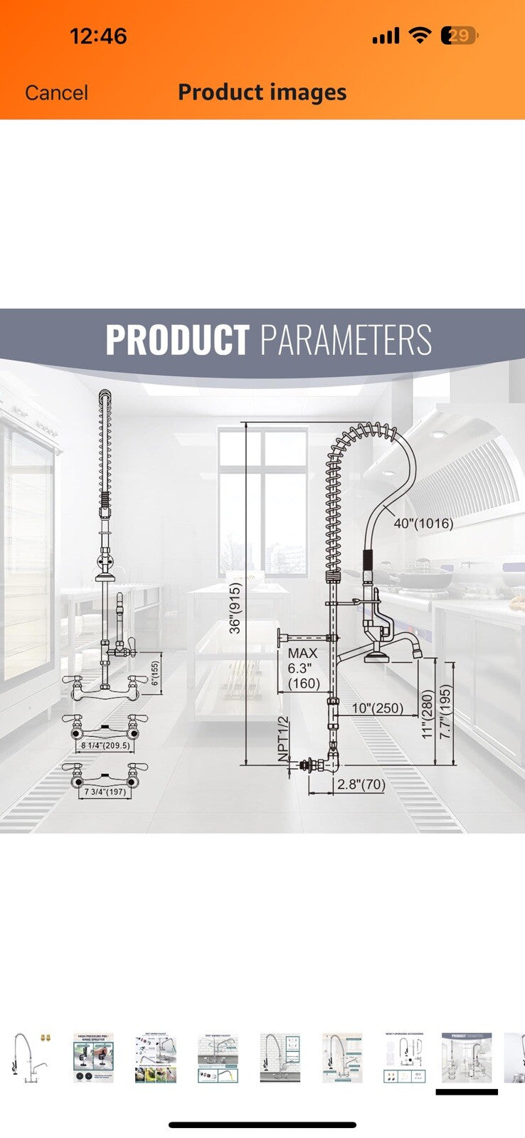 Commercial Sink Faucet with Sprayer: ALEASHA 36 Inches Commercial