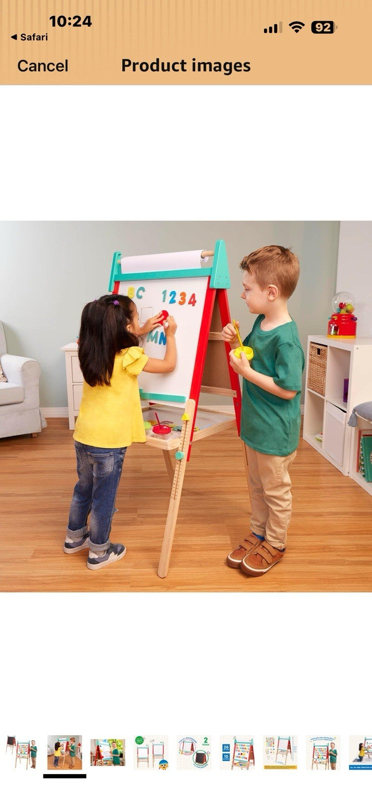 Battat – Wooden Art Easel for Kids with Magnetic Whiteboard & Chalkboard 