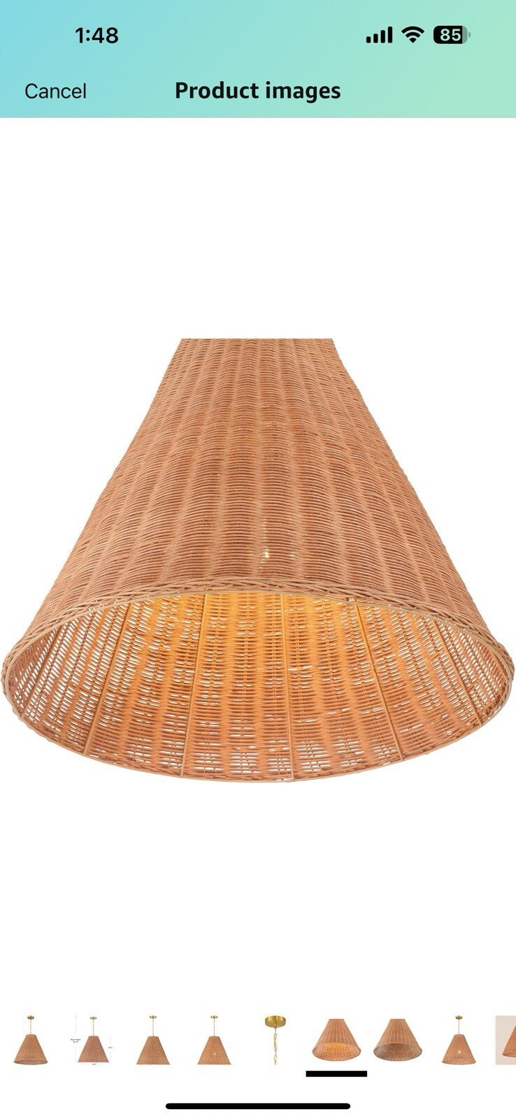 Creative Co-Op Rattan Taper Pendant Light, Natural