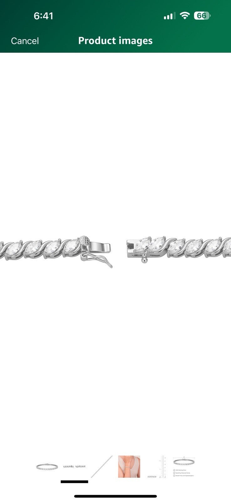 Amazon Essentials Cubic Zirconia Wave Tennis Plated Sterling Silver Bracelet 8”