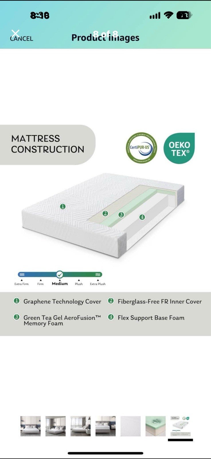 EGO Twin Mattress 6 Inch Green Tea Memory Foam Mattress