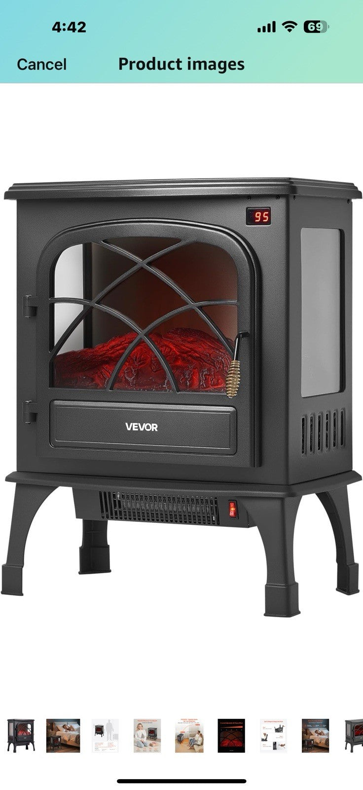 VEVOR 25.5inch Freestanding Fireplaces, 1500W 5120BTU Portable Electric