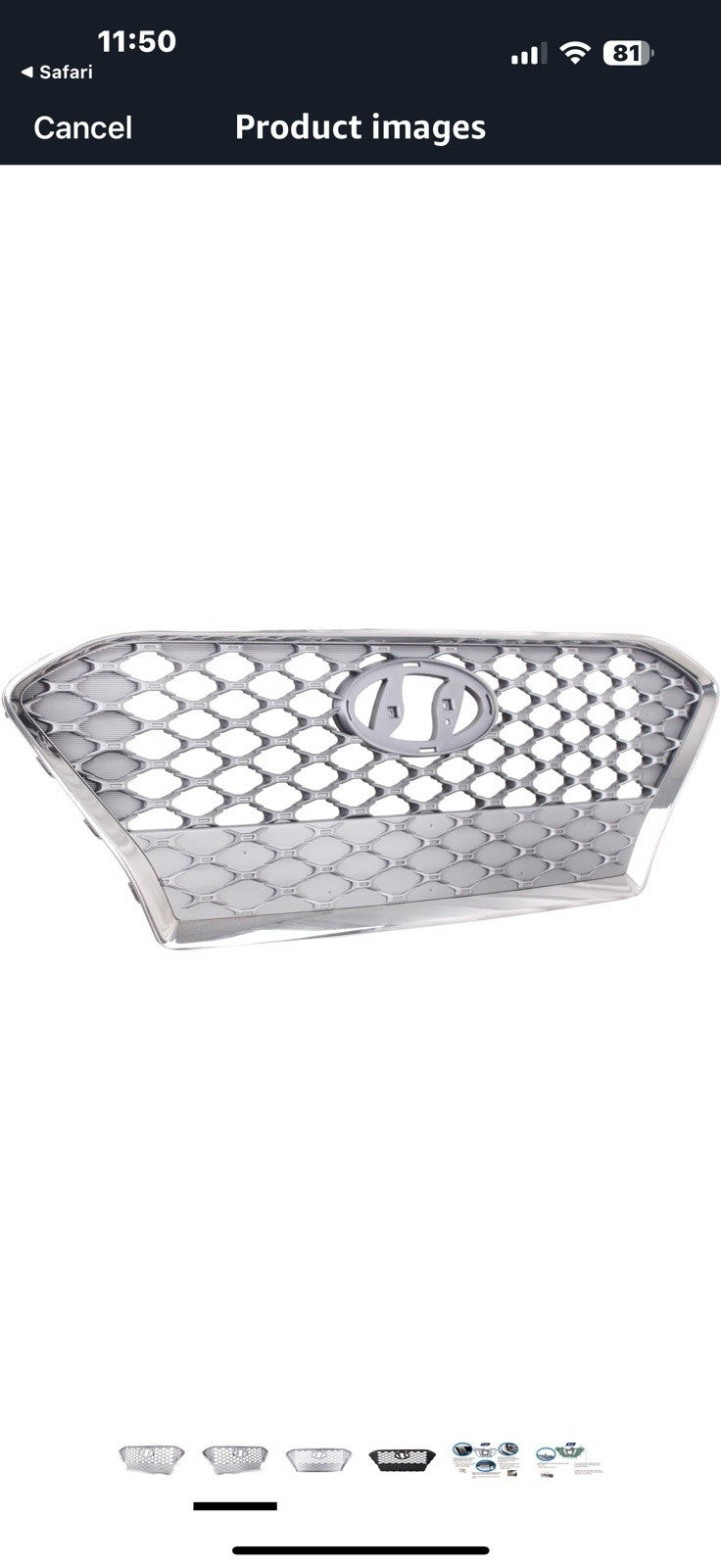 Chrome Front Grille Compatible with 2018-2021 Hyundai Kona Limited/Trend