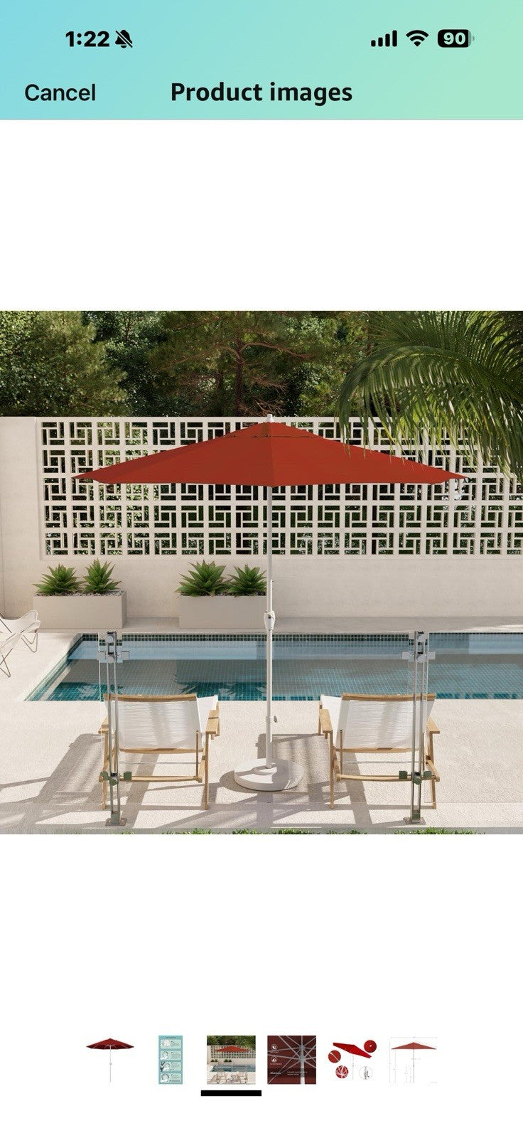 California Umbrella 9' Rd Aluminum Patio Umbrella, Crank Lift, Auto Tilt,