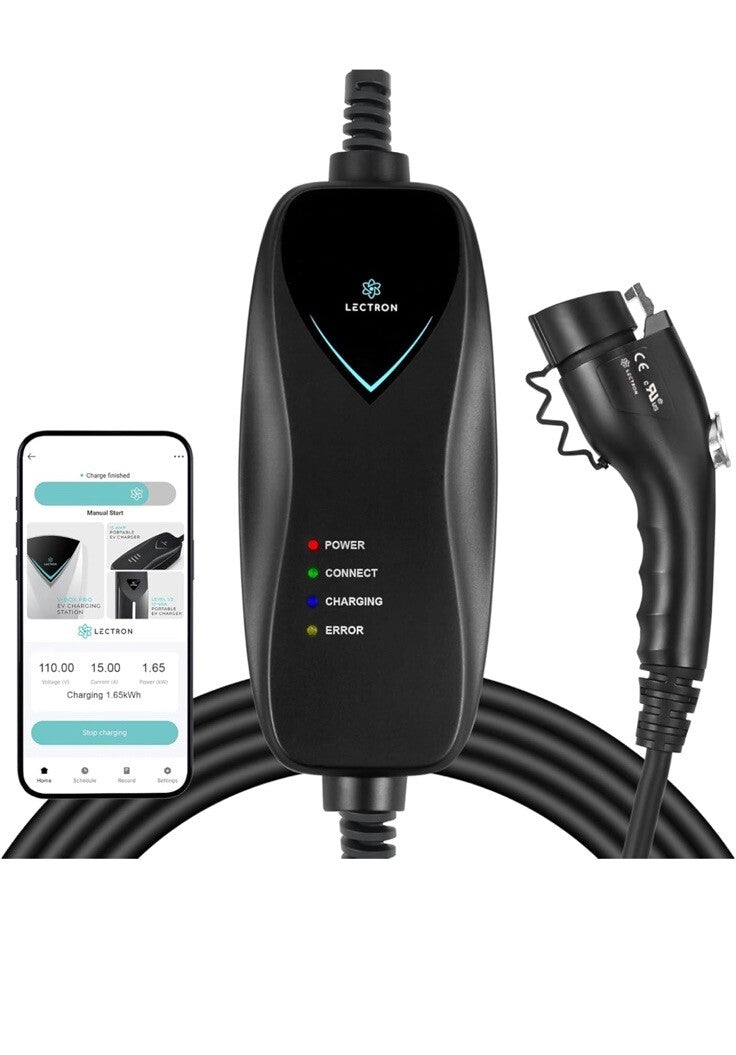 Lectron Level 1 J1772 Charger (WiFi Version) - 110V, 15 Amp, NEMA 5-15 Plug