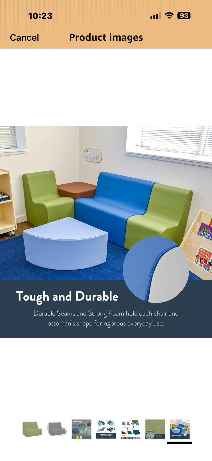 Children's Factory Medium Contour Sofa, Mix-and-Match Kids Chairs,