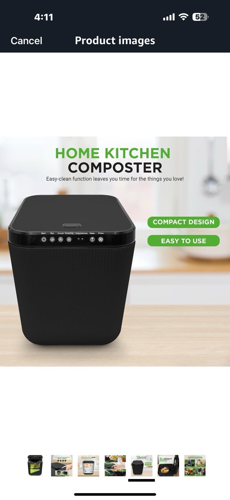 NutriChef Food Waste Bin - 3 Quart Compost Bin for Countertop,