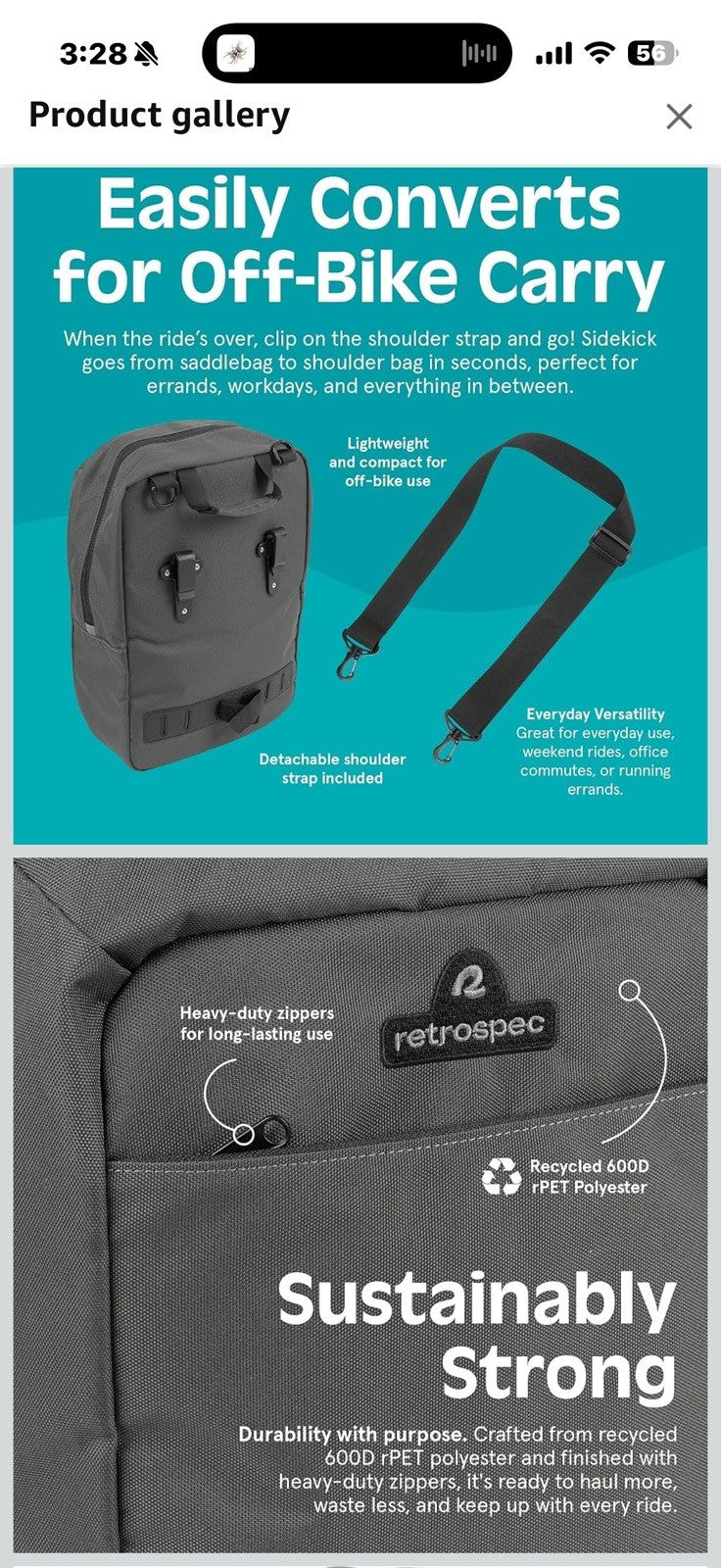 Retrospec Sidekick Single & Dual Pannier Bike Bag - Waterproof Commuter 