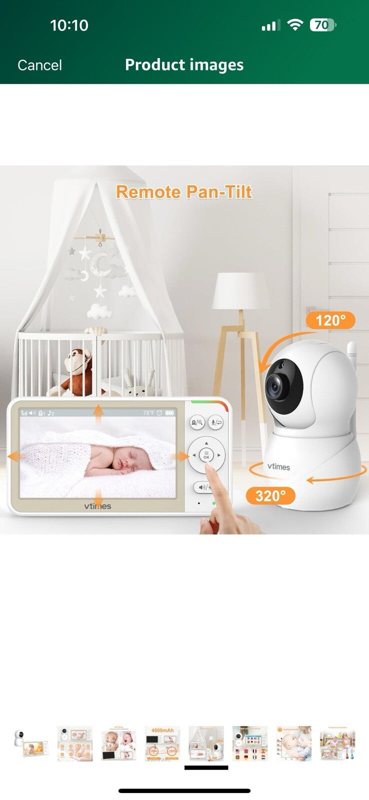 Baby Monitor No WiFi, 5'' Screen with 32-Hour Battery, Video Baby Monitor