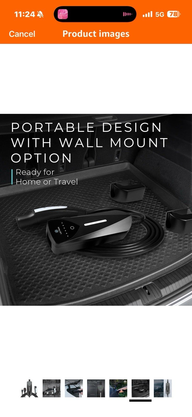 Lectron Level 1/2 (8A - 40A) Tesla NACS Portable EV Charger - Dual-Level
