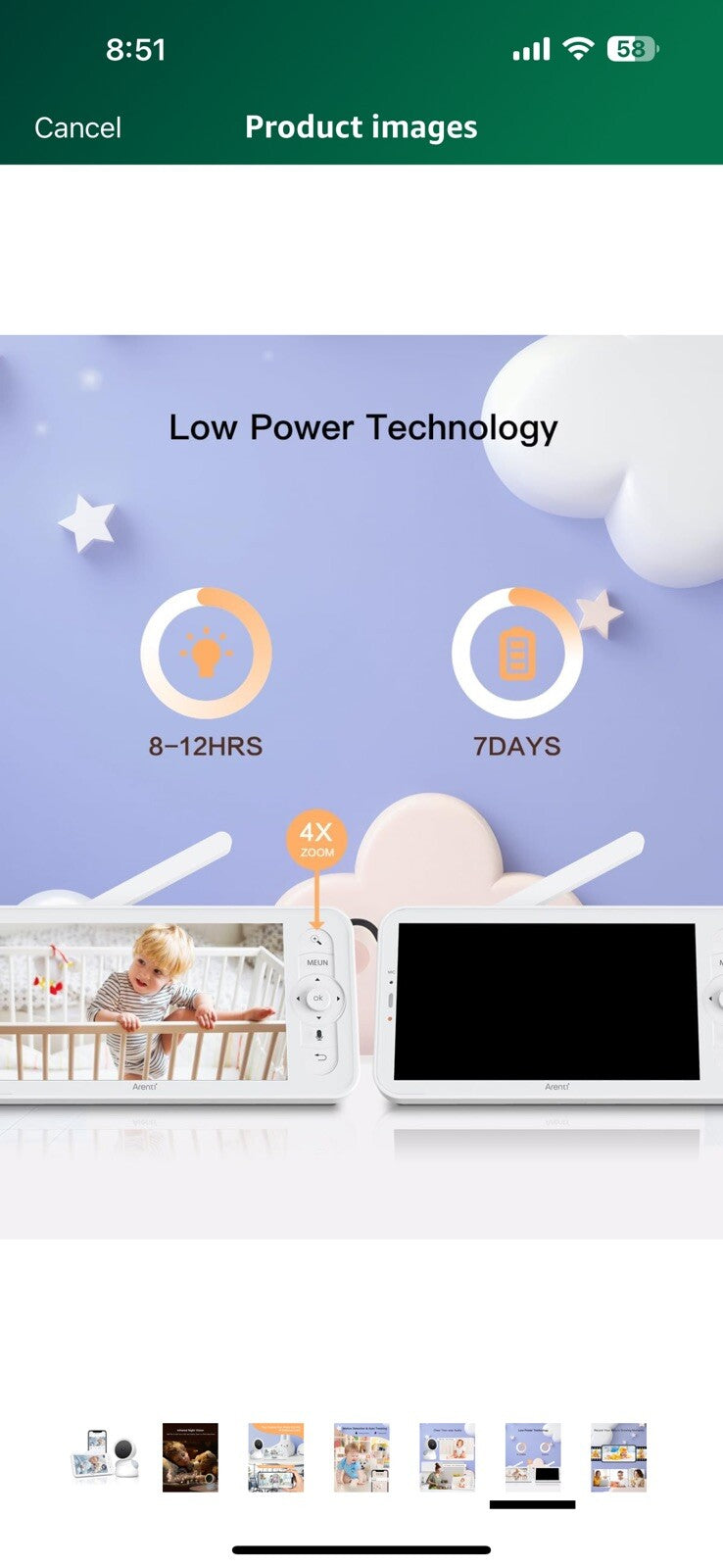 ARENTI Baby Monitor WiFi 6 Smartphone App, 5-inch Wireless Display 