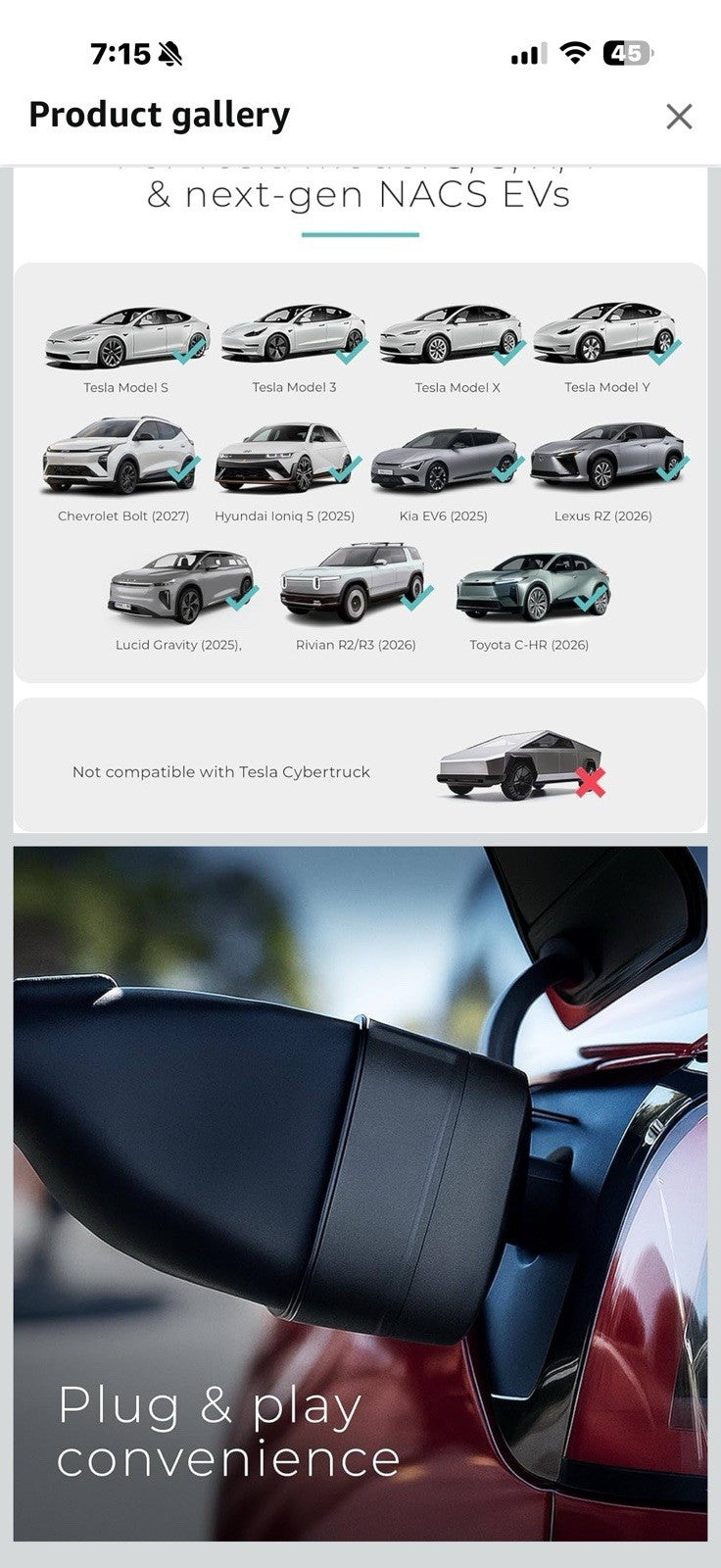 Lectron CCS to NACS Adapter for Tesla Model S, 3, X, Y & All NACS EVs 