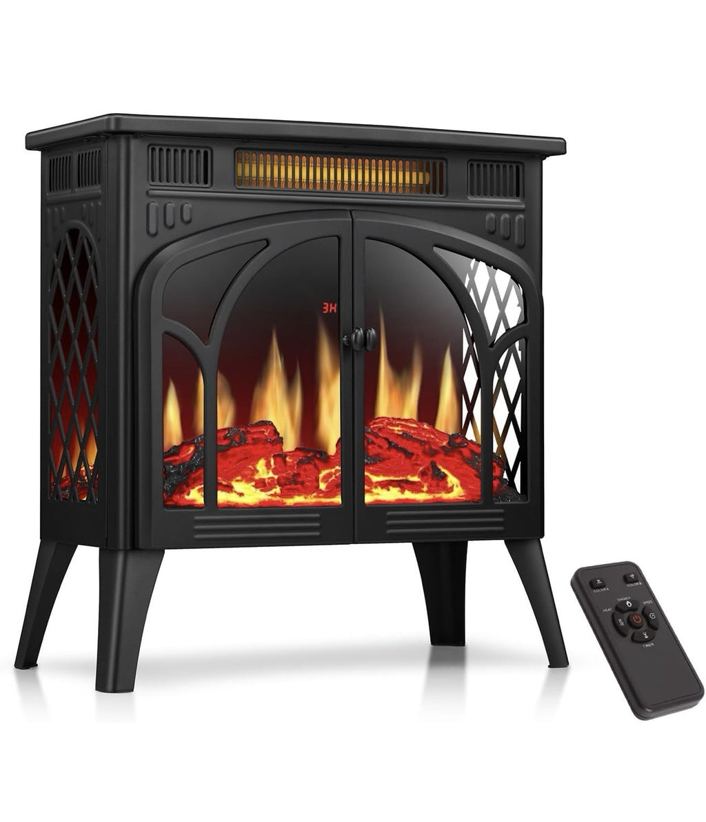 ZAFRO Freestanding 24″ Electric Fireplace Stove, 5100 BTU Portable 