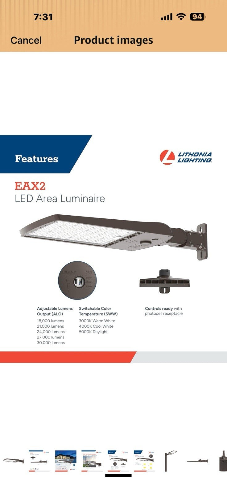 Lithonia Lighting LED Outdoor Area Light Fixture, LED Parking Lot Light