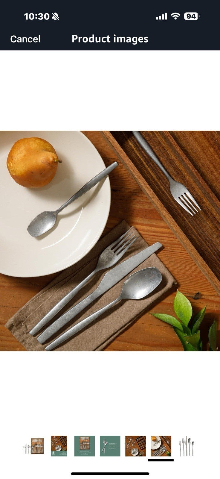 20 Piece Stone Washed Flatware 18/10 Stainless Steel Silverware