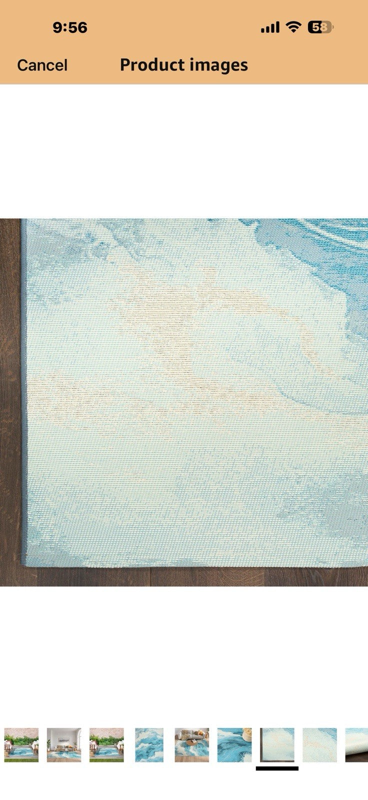 Nourison Home Color Splash Ivory Blue 5'3" x 7'3" Area Rug - Easy Clean, 