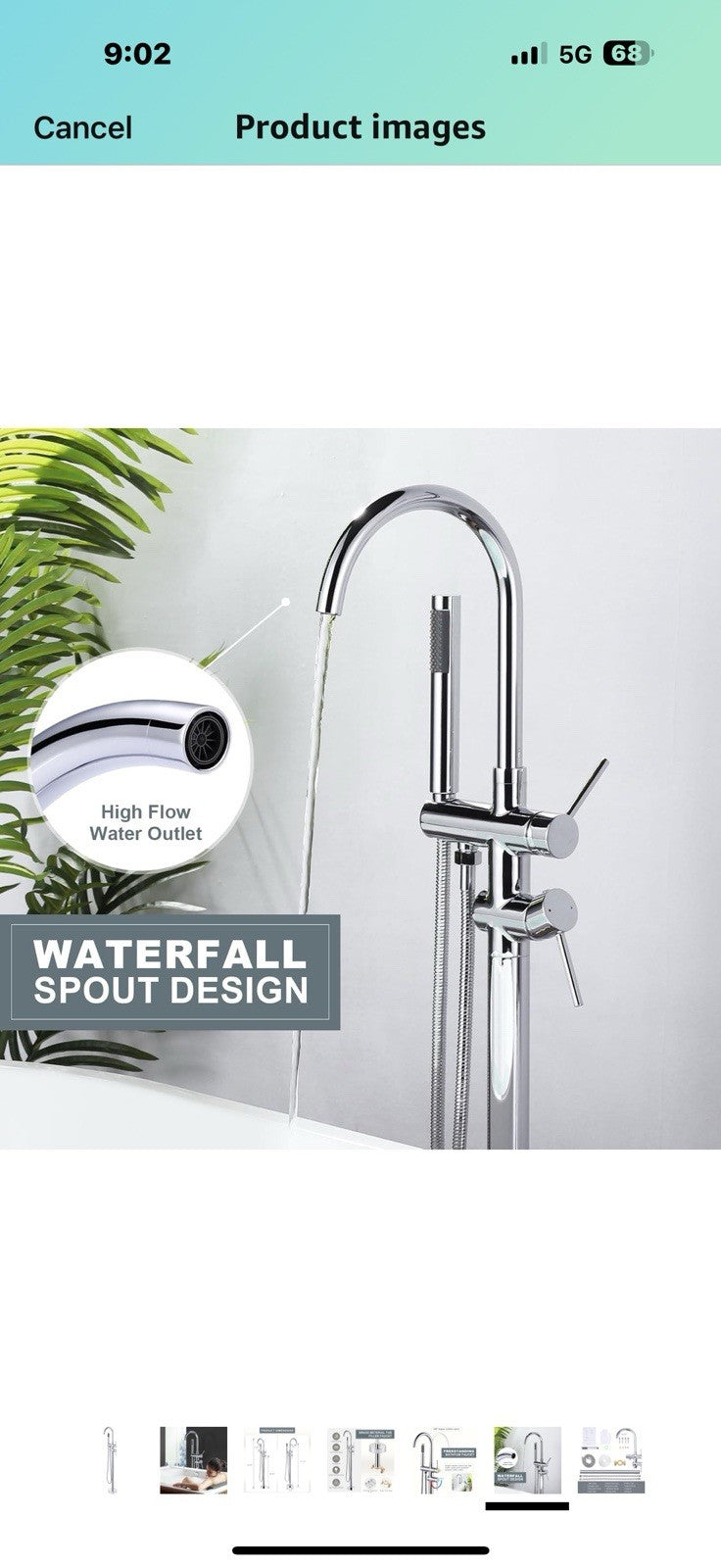 Freestanding Tub Filler Faucet, Floor Mount Chrome Bathtub Faucet 
