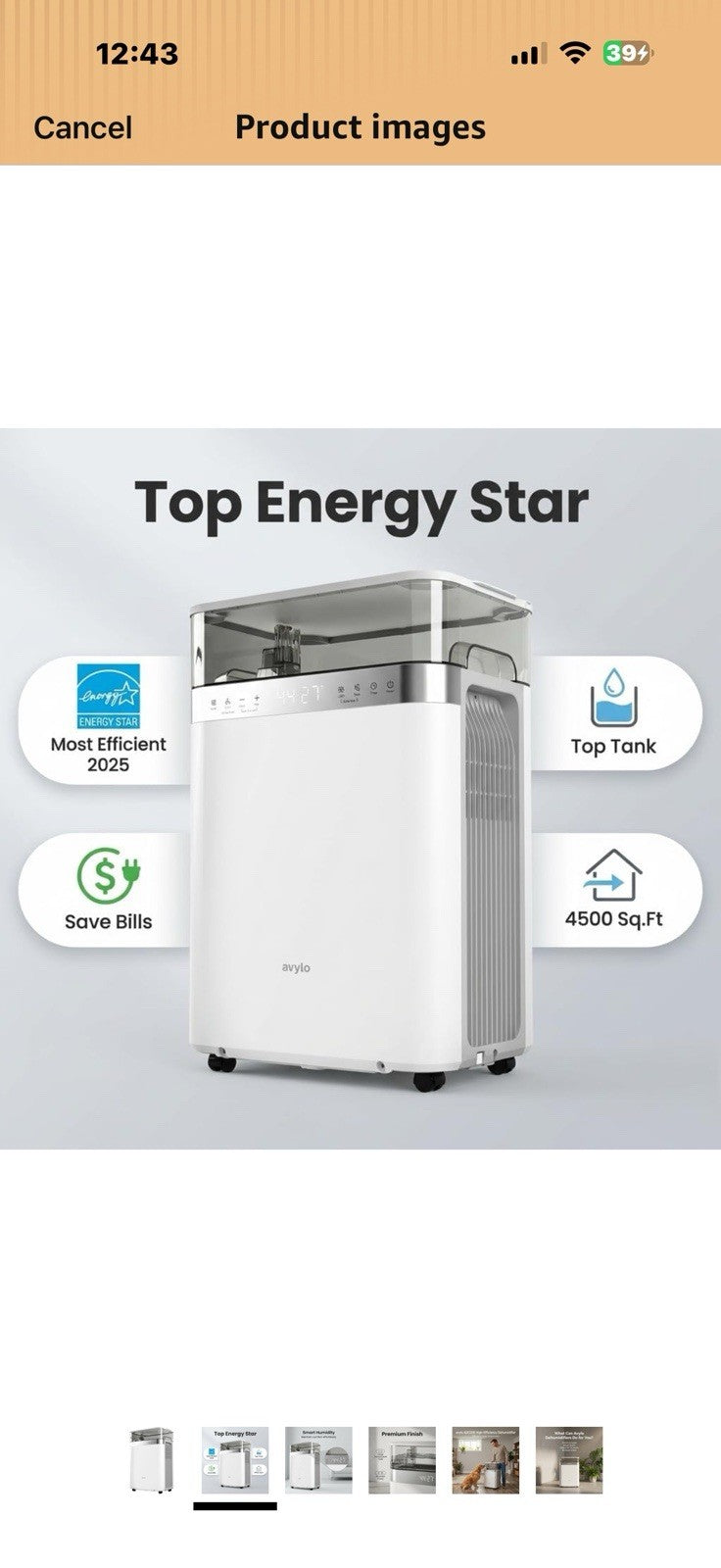 avylo Dehumidifier for Basement, 90 Pint/Day Ultra Efficient Energy