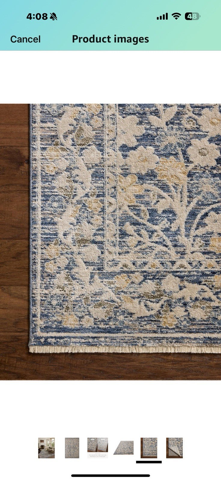 Loloi Clarisse Collection CLS-05 Blue/Beige 7'-10" x 10'-2" Fringe Area Rug