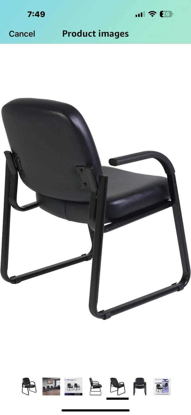 Romig Victor Guest and Reception Chair with Arms, Vinyl - Black