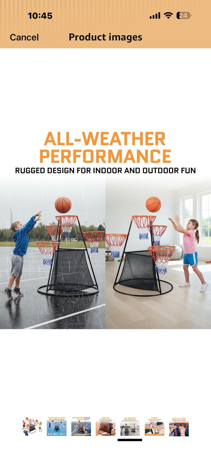 Portable Kids Basketball Hoop with Ball Storage Net – Adjustable Height