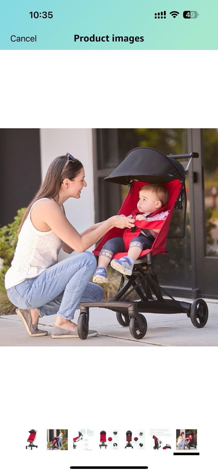 Evolur Roamer Ultra Light Umbrella Stroller in Red, Quick One-Hand Easy 