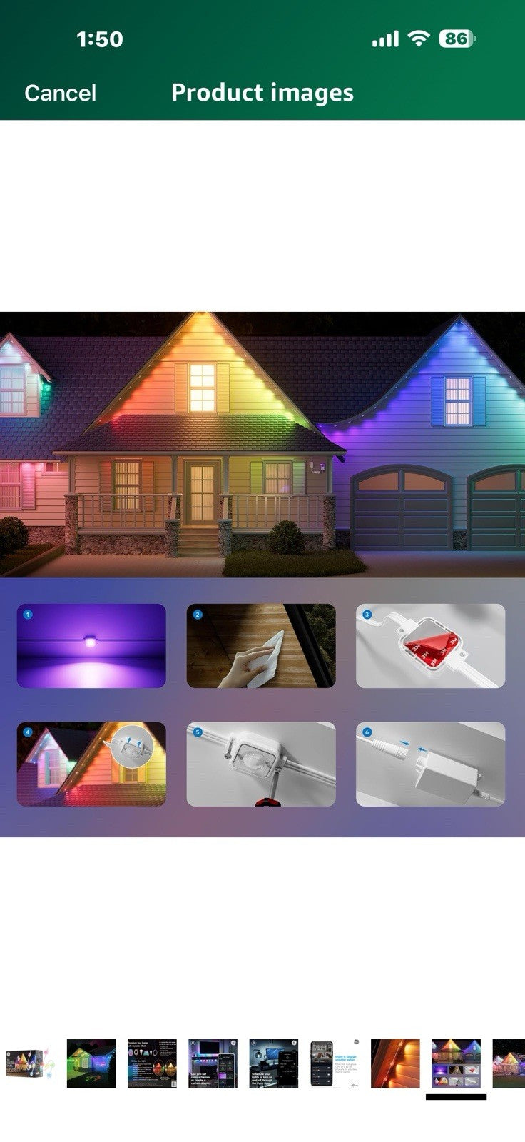Cync Dynamic Effects Outdoor Smart Eave Lights 100ft