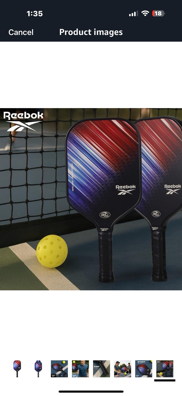 Reebok - Pro Streak Elongated Paddle, Durable Construction, Red