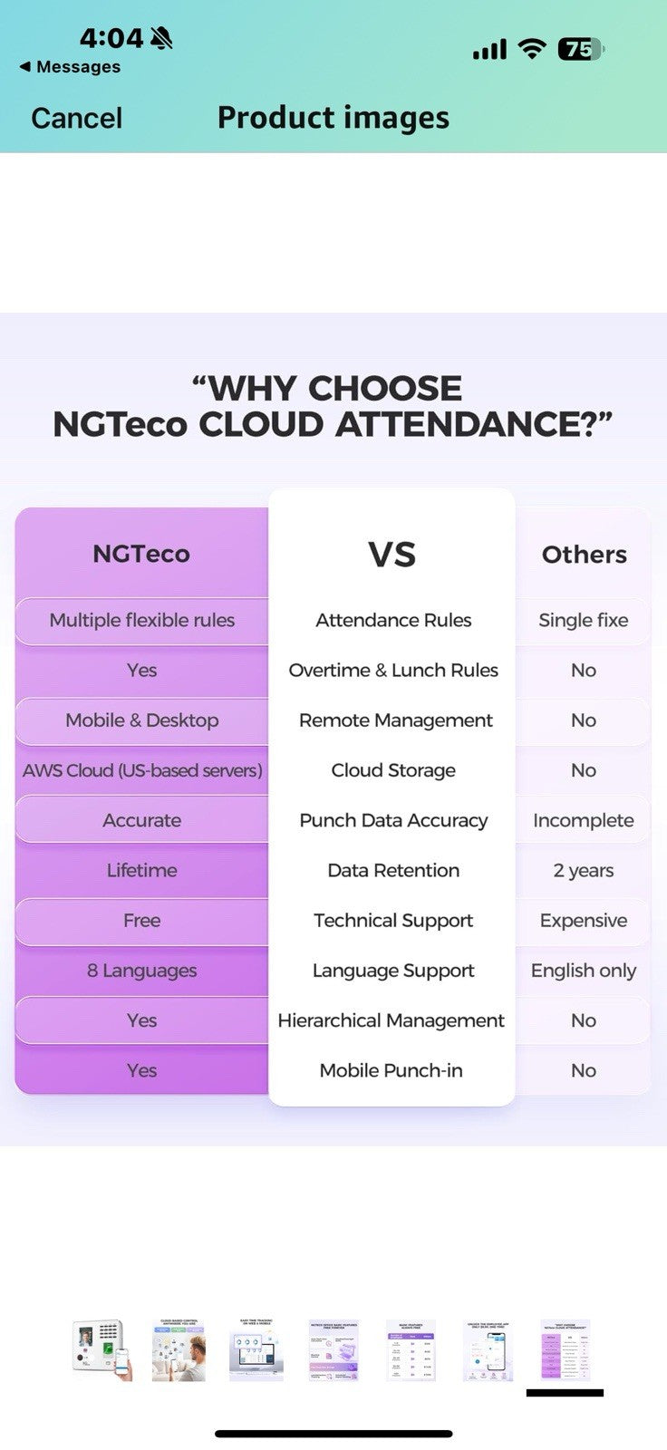 NGTeco Time Clock Cloud-Based, 4-in-1 Time Clocks for Employees Small Business