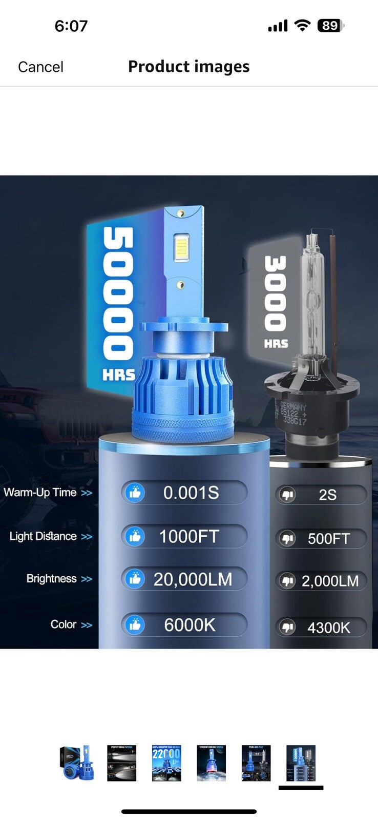 Marsauto D4S Bulbs, 6000K , 6X Brightness , 50000 Hours Lifespan，