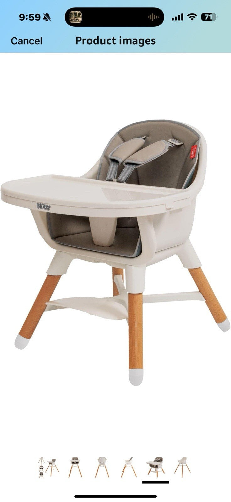 Nuby 4-in-1 Baby High Chair Seat with Removable Tray - 6+ Months to 3 Years