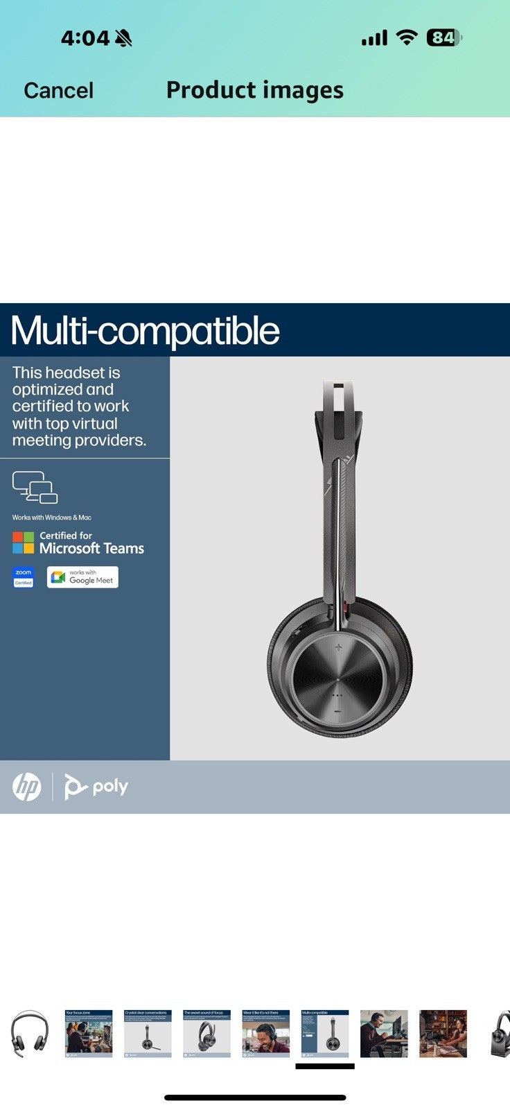 POLY Voyager Focus 2-M USB-C-C Headset USB-C/A Adapter Charging 
