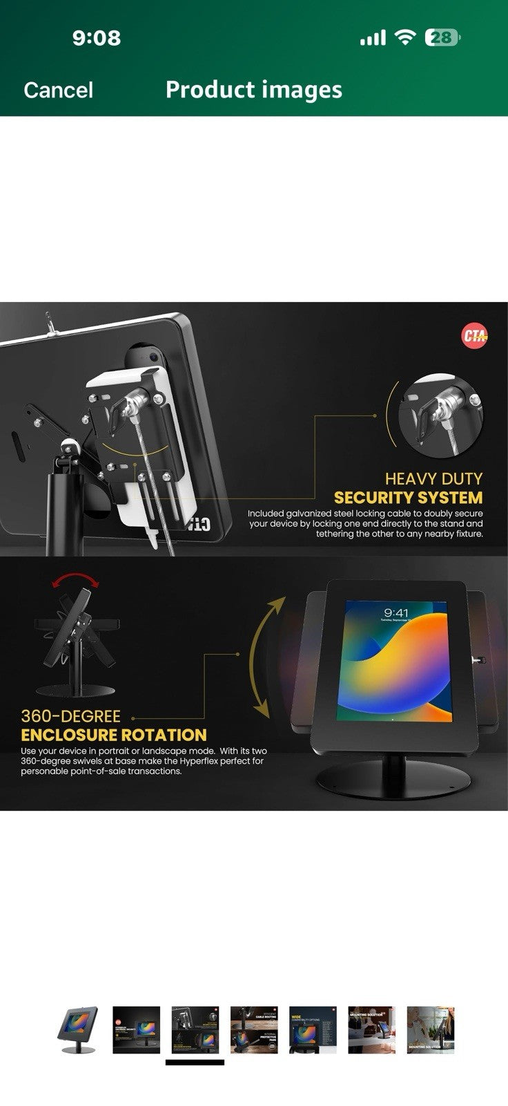 Premium iPad Retail POS Stand – CTA Upscale Tablet Kiosk Stand with 360 