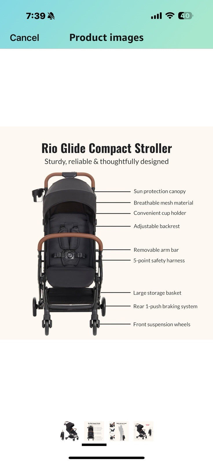 Dream On Me RioGlide Baby Stroller, Black – Lightweight, Compact, Quick