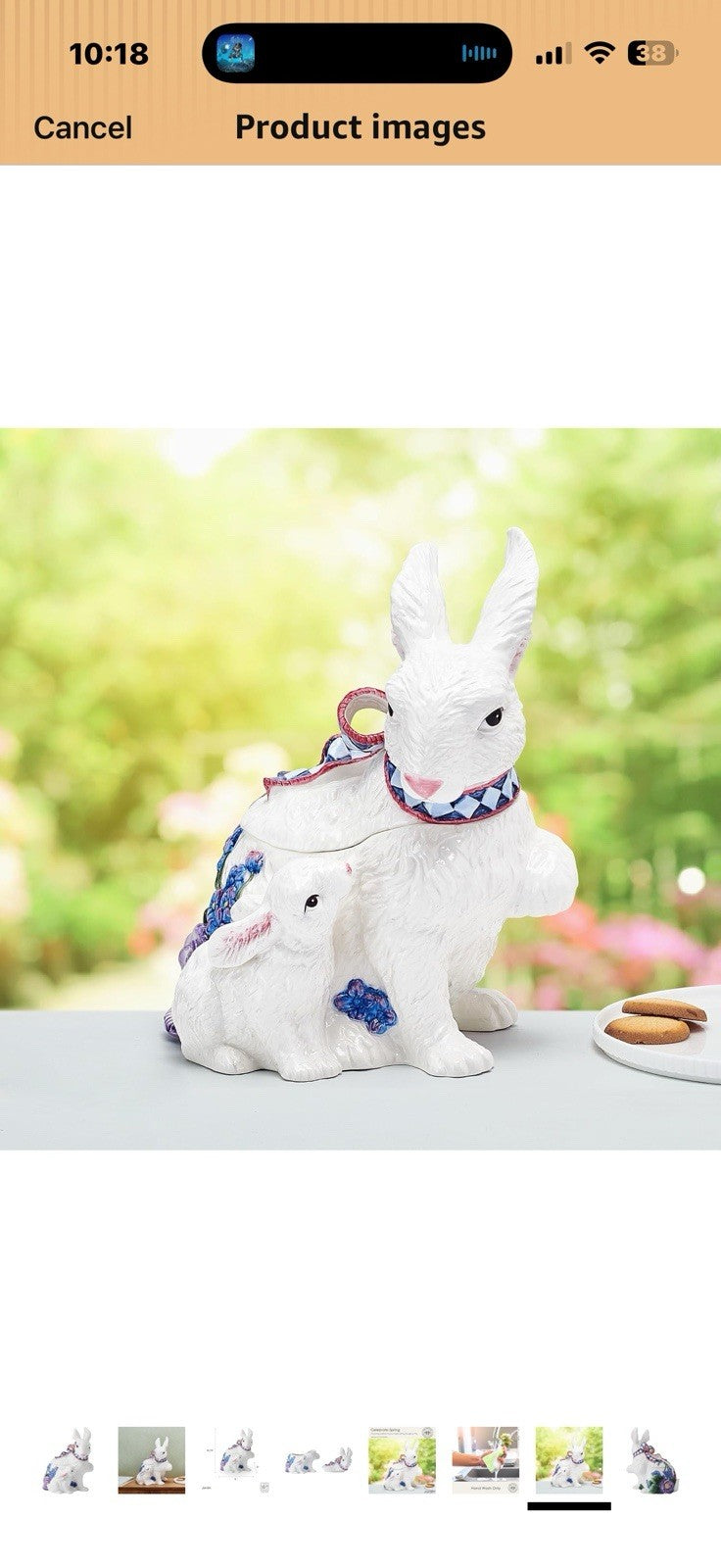 Fitz and Floyd Jardin Rabbit Bunny Easter Countertop Cookie Storage 
