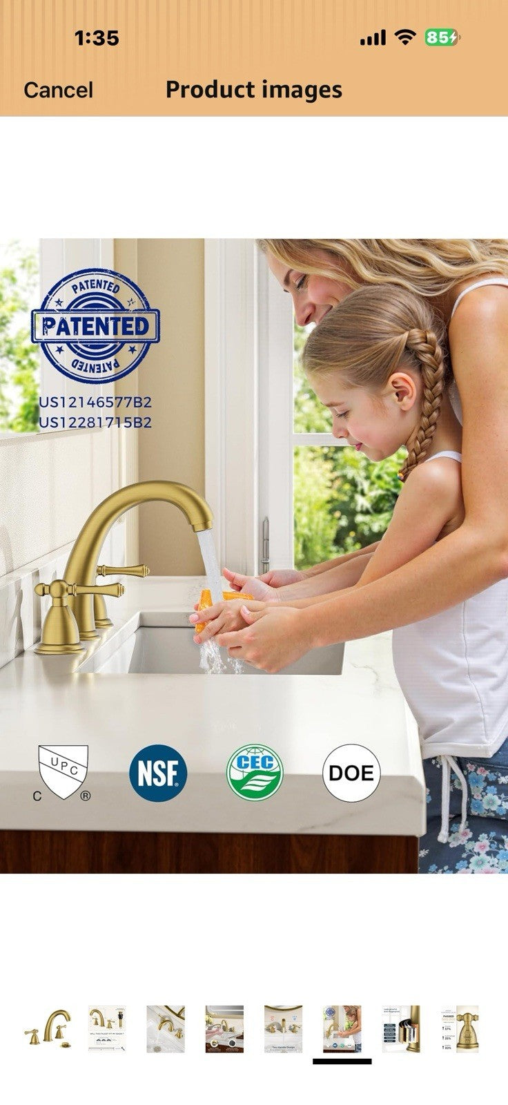 FORIOUS Brushed Gold Faucet for Bathroom Sink 3 Hole, 8 Inch Widespread