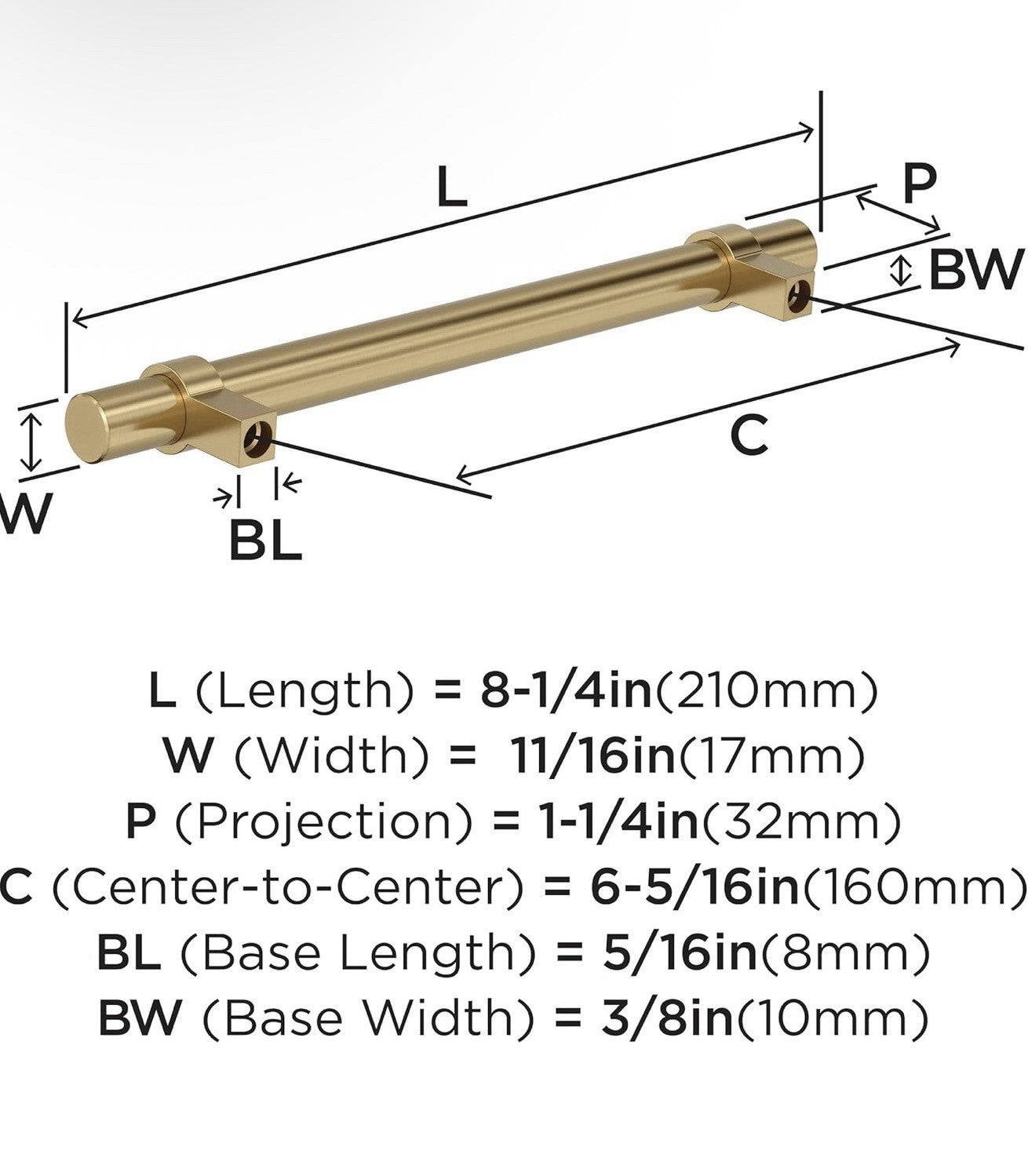Amerock Central 6-5/16 inch (160mm) Center-to-Center Champagne