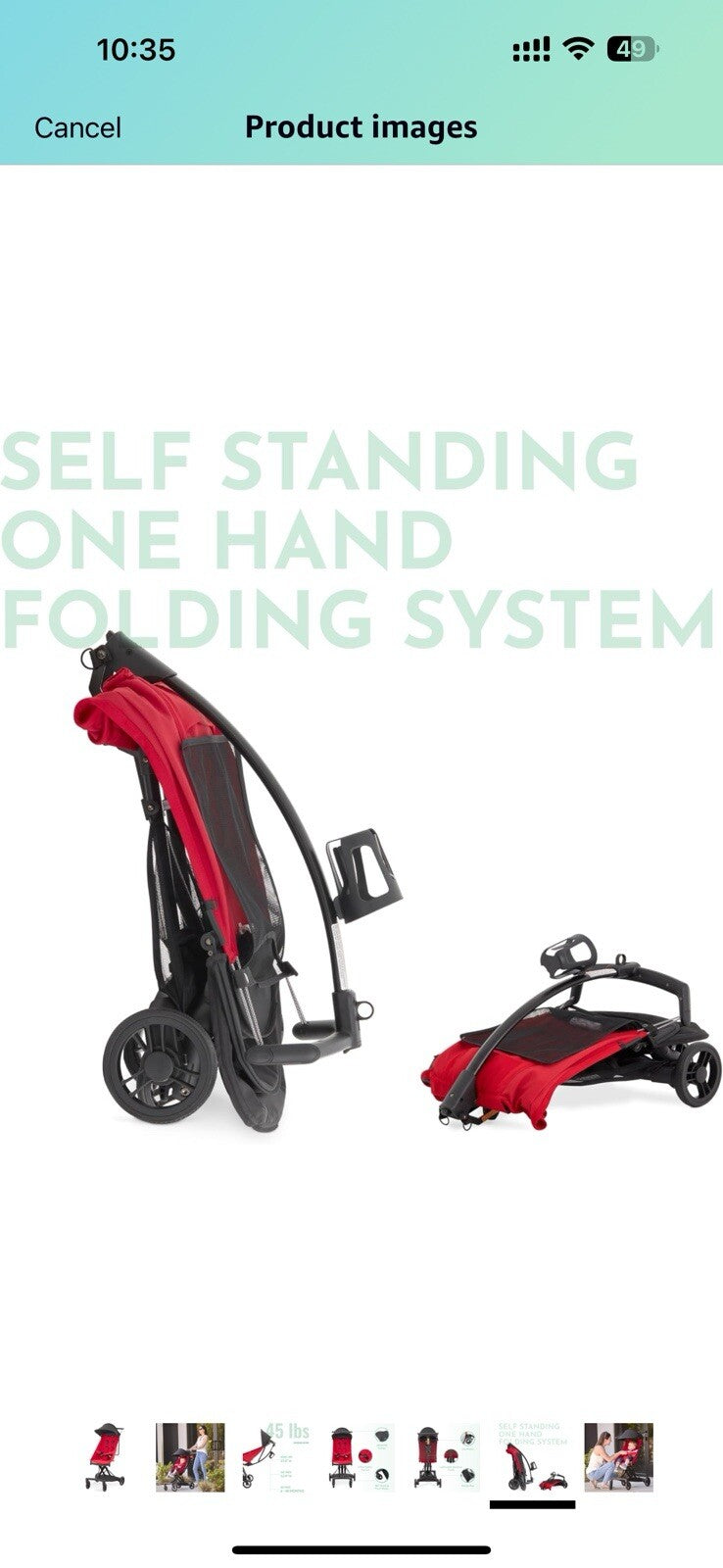 Evolur Roamer Ultra Light Umbrella Stroller in Red, Quick One-Hand Easy 