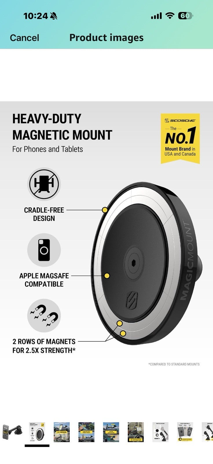 Scosche Extra-Strong Magnetic Cell Phone Car Mount/Tablet Holder 