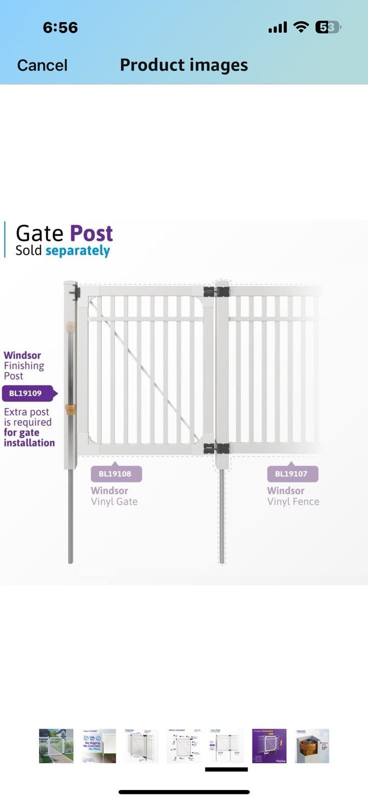 5ft H x 4ft W (1 Gate) No Dig WamBam Windsor Gate Kit, White Vinyl Picket